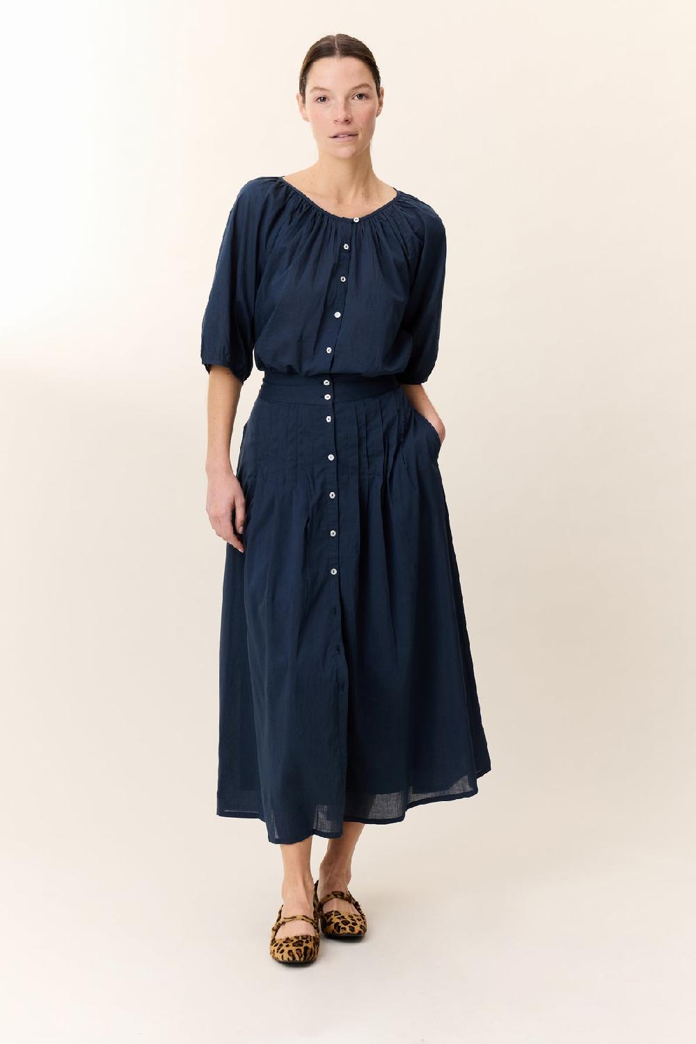 Leon & Harper Chemise Cool Pleat Black Iris