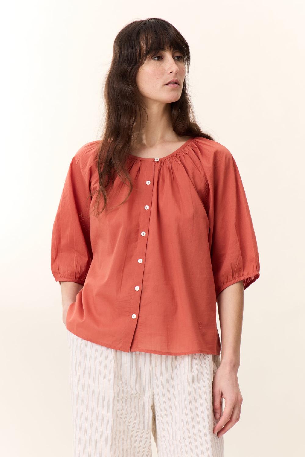 Leon & Harper Chemise Cool Pleat Terracotta