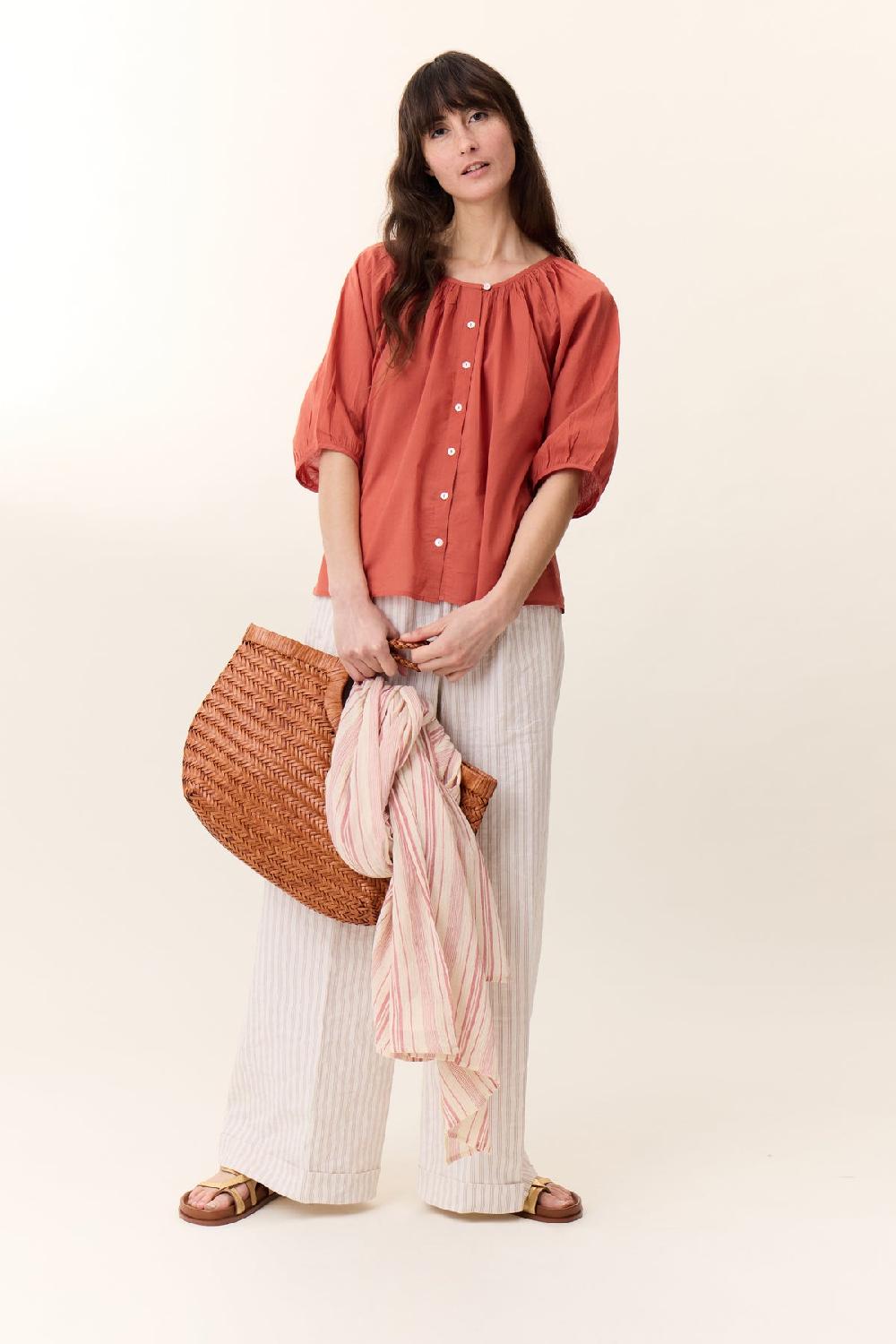leon & harper Chemise Cool Pleat Terracotta
