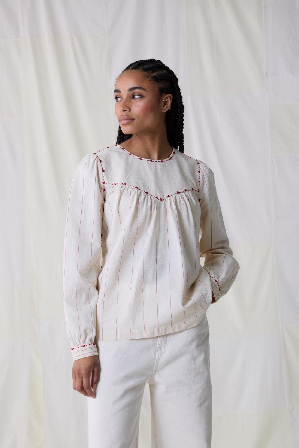 Leon & Harper Chemise Craq Stripe Off White