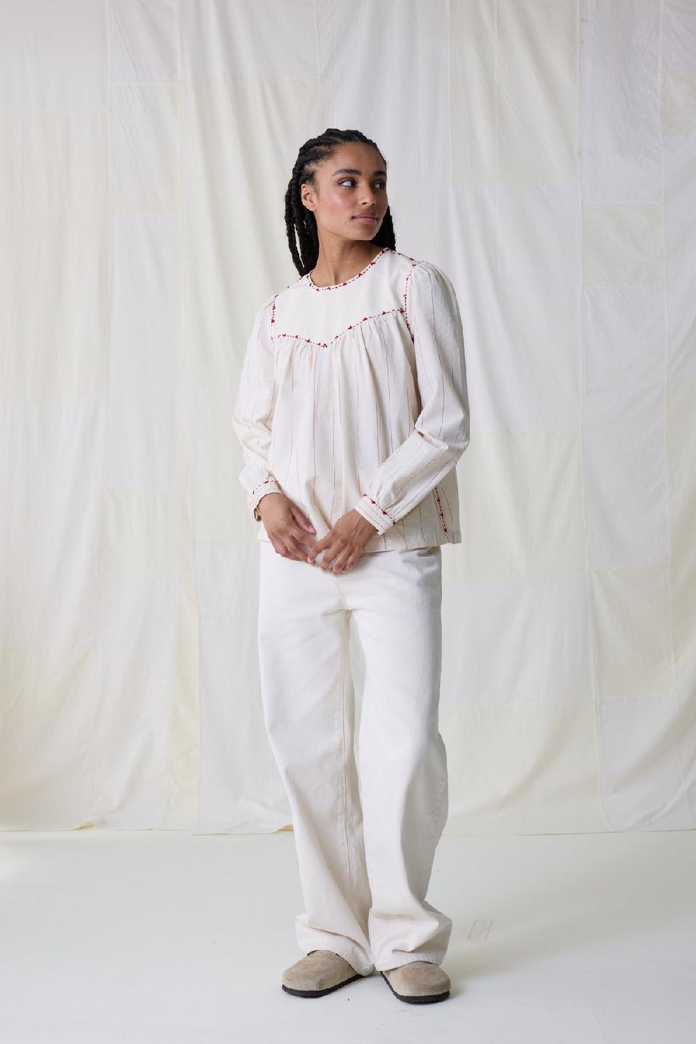 Leon & Harper Chemise Craq Stripe Off White