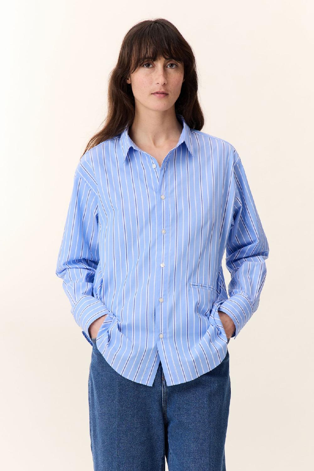 leon & harper Chemise Cyrce Strp Blue