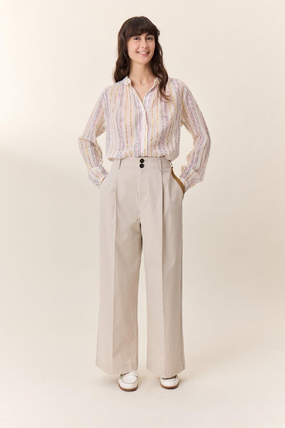 Leon & Harper Cob Strp Shirt Off White