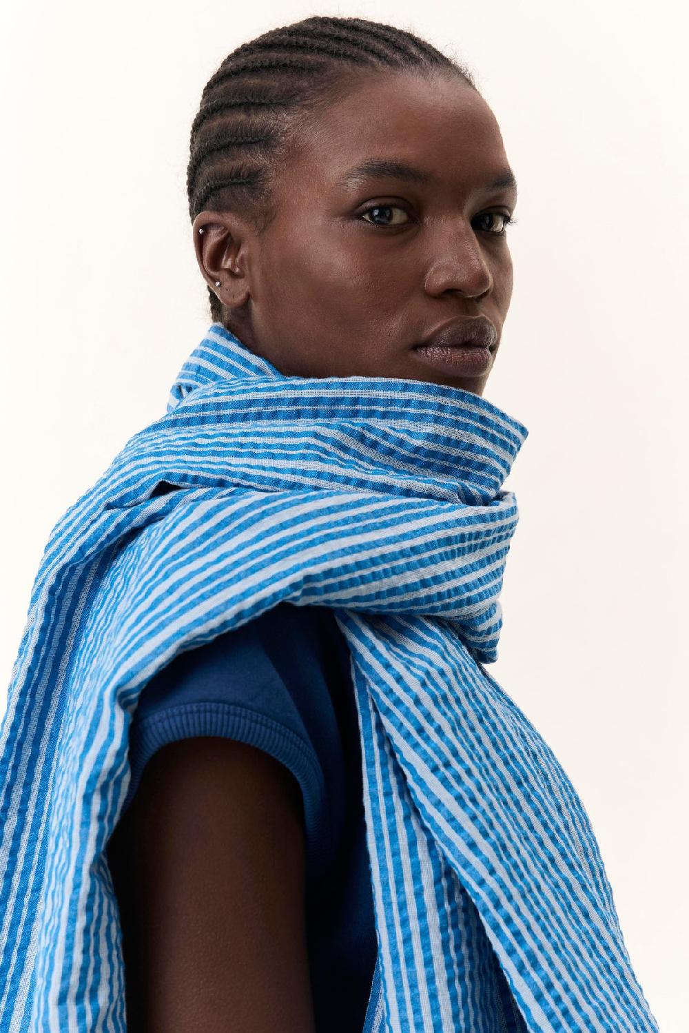 Leon & Harper Foulard Emee Mix Blue
