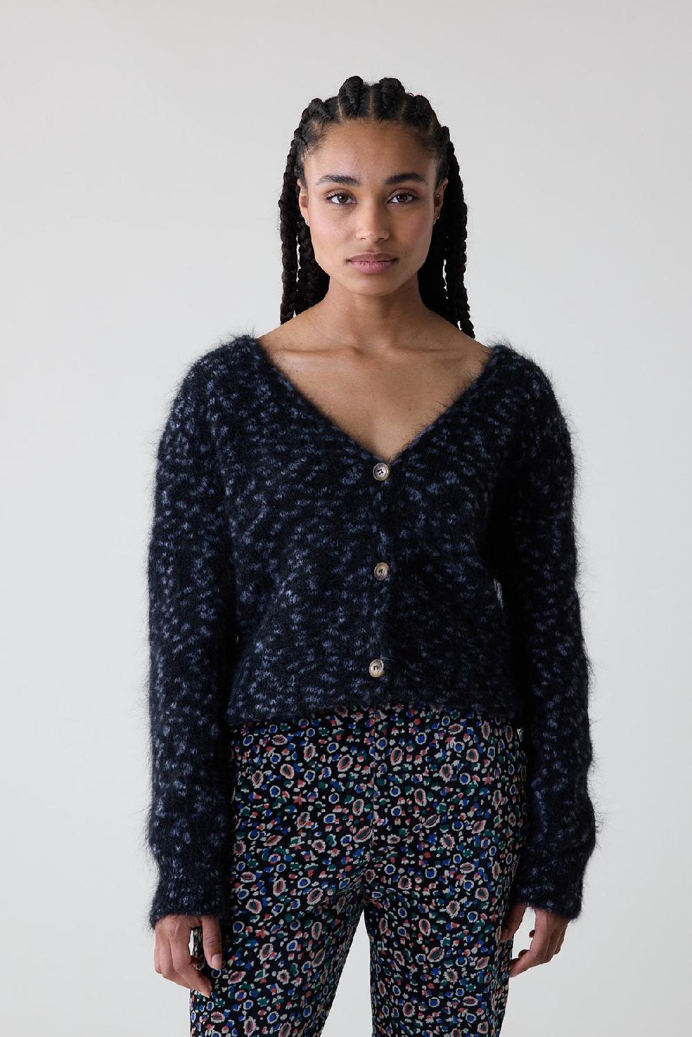 Leon & Harper Gilet Marta Leopard Grey