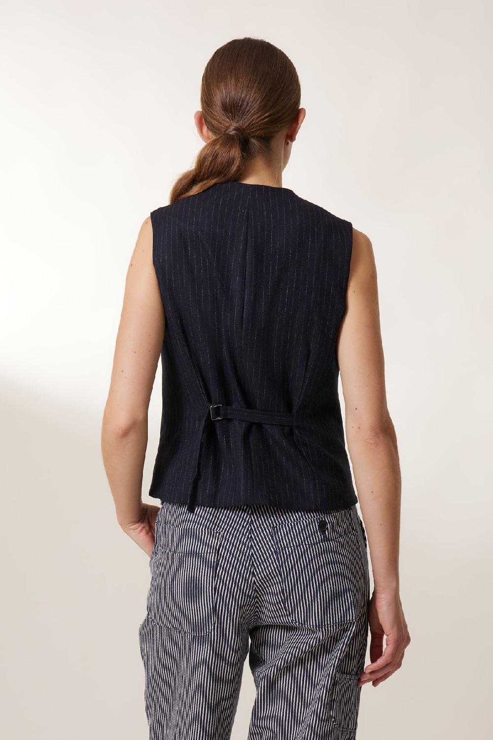 Leon & Harper Gilet Valet Stripe Blackstripe