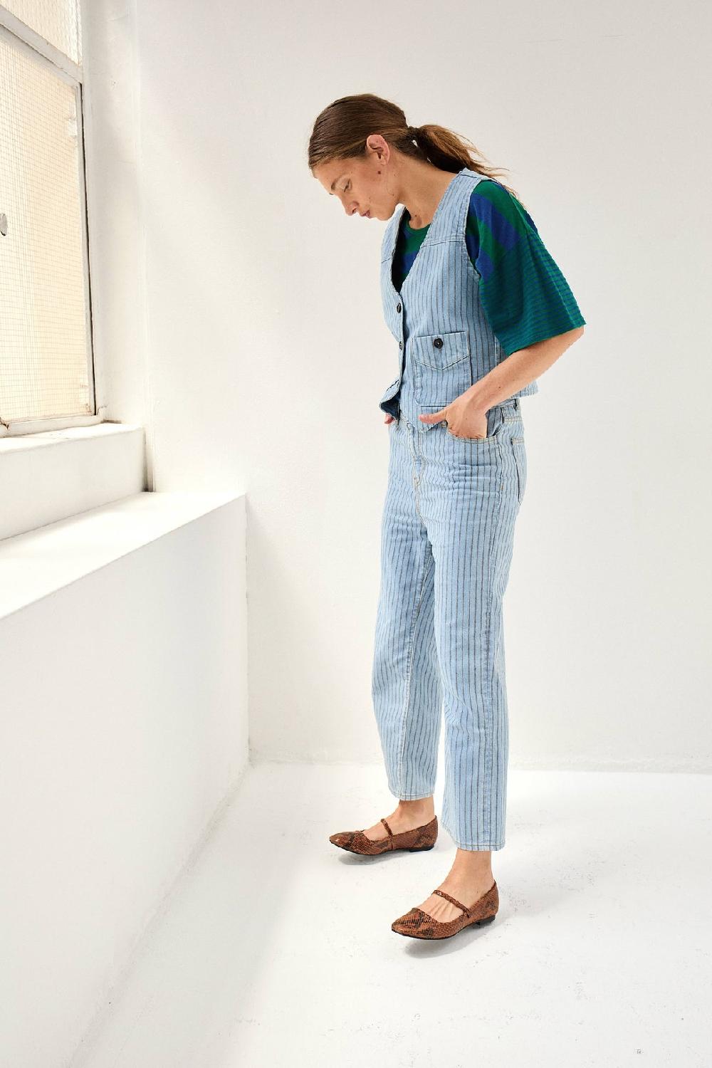 Leon & Harper Gilet Vish Stripe Bleach