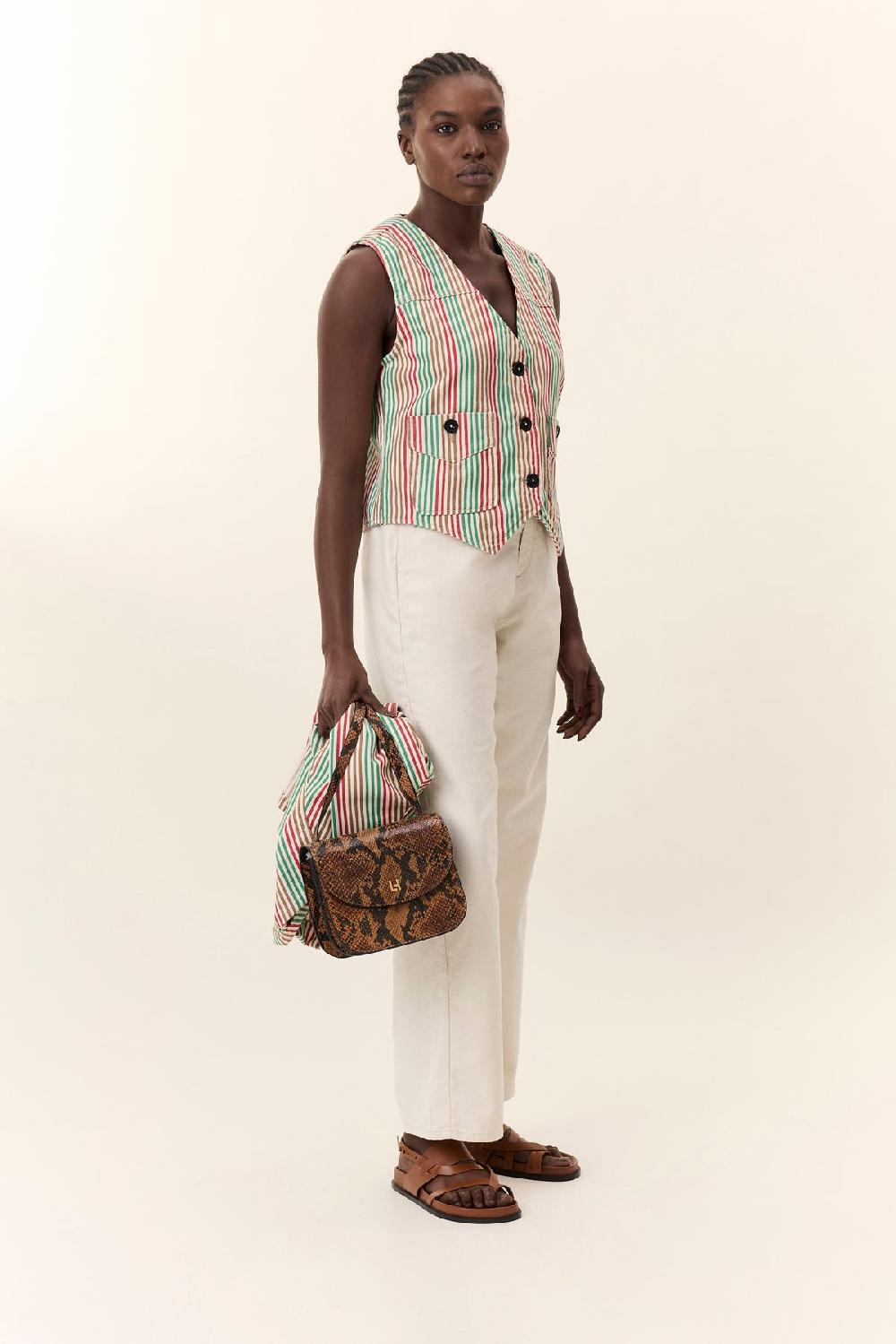 Leon & Harper Gilet Vish Strp Multico