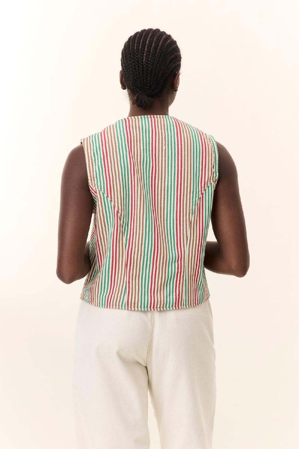 Leon & Harper Gilet Vish Strp Multico