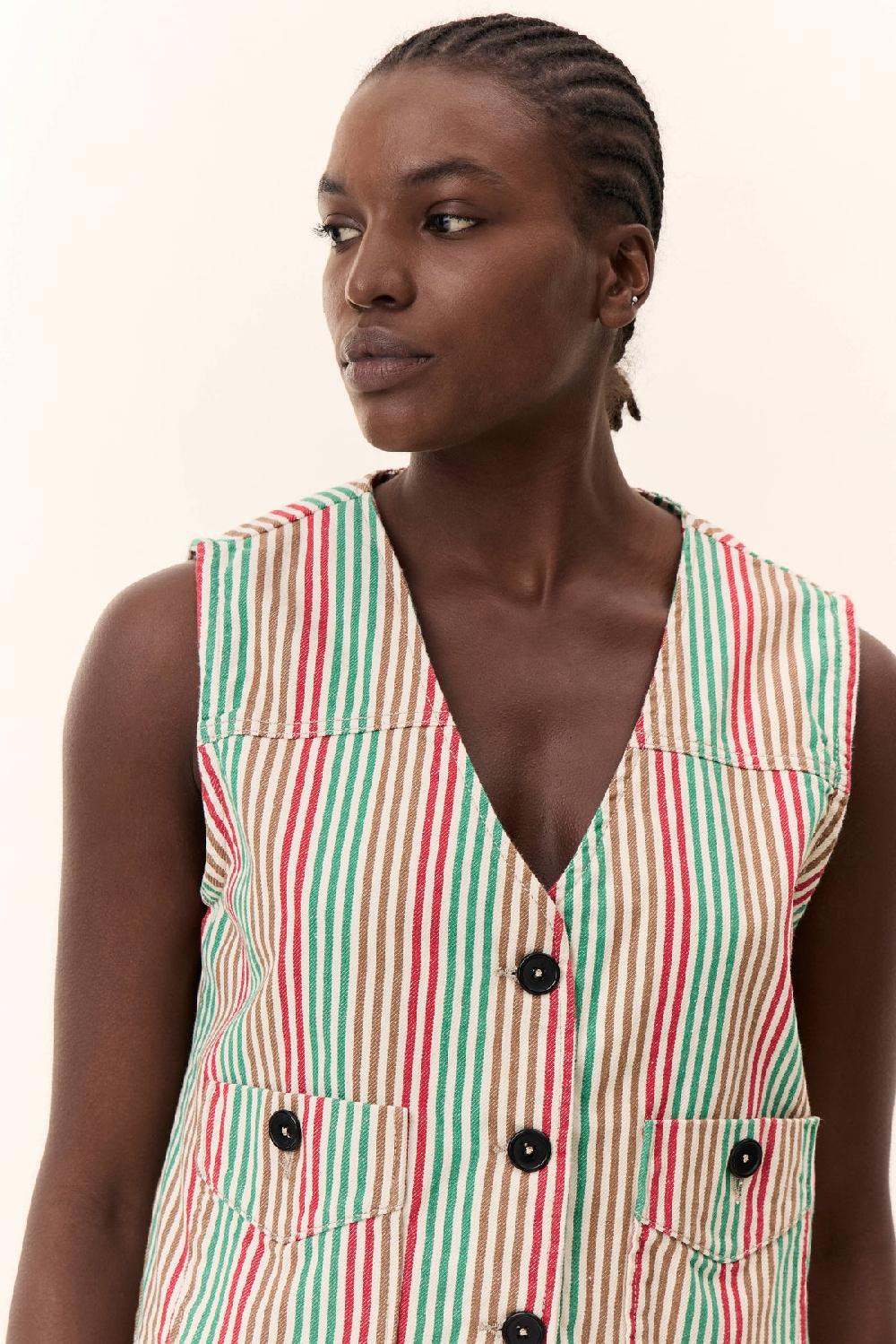 Leon & Harper Gilet Vish Strp Multico