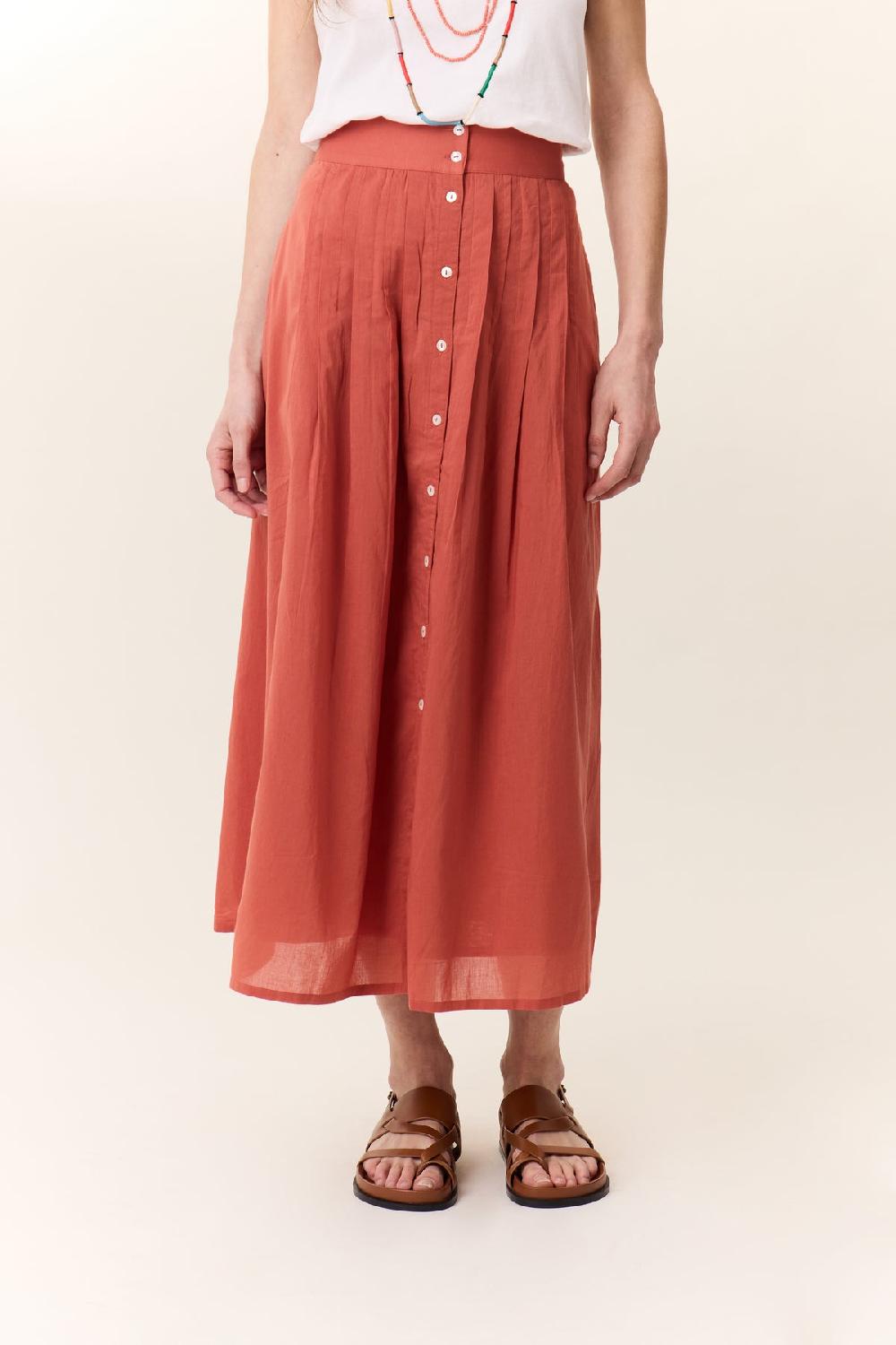 Leon & Harper Jupe Joni Pleat Terracotta