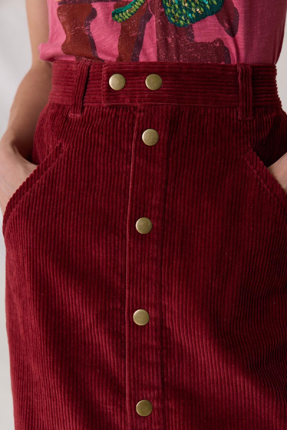 Leon & Harper Jupe Joris Plain Carmin