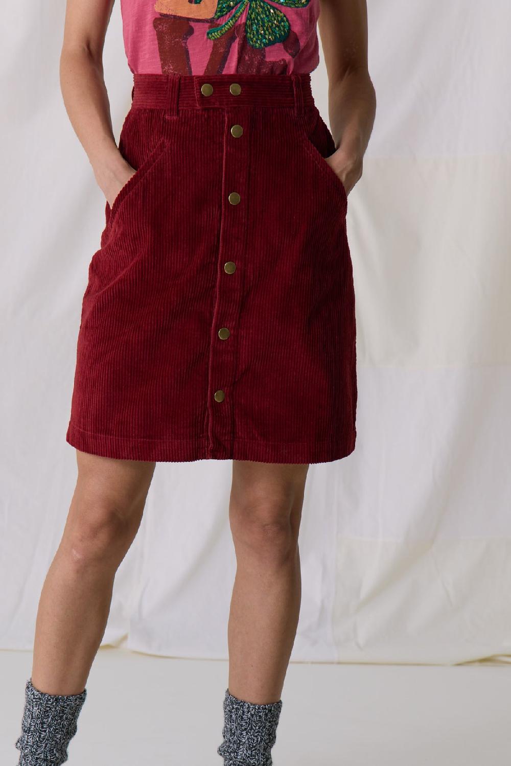 leon & harper Jupe Joris Plain Carmin