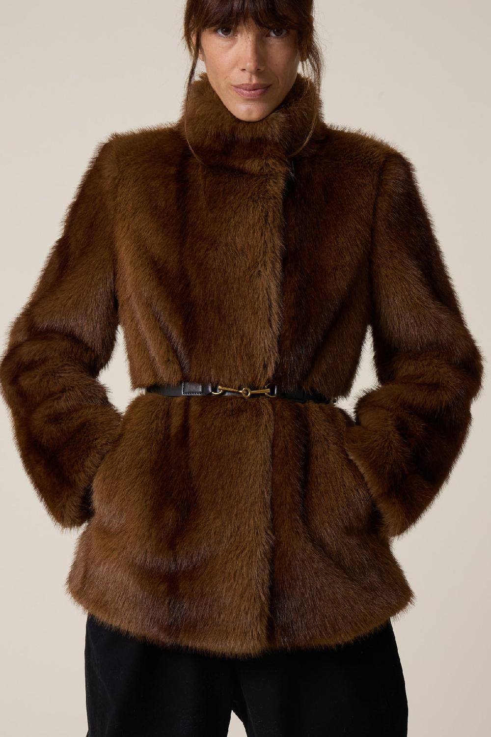 Leon & Harper Manteau Chantal PLN Brown