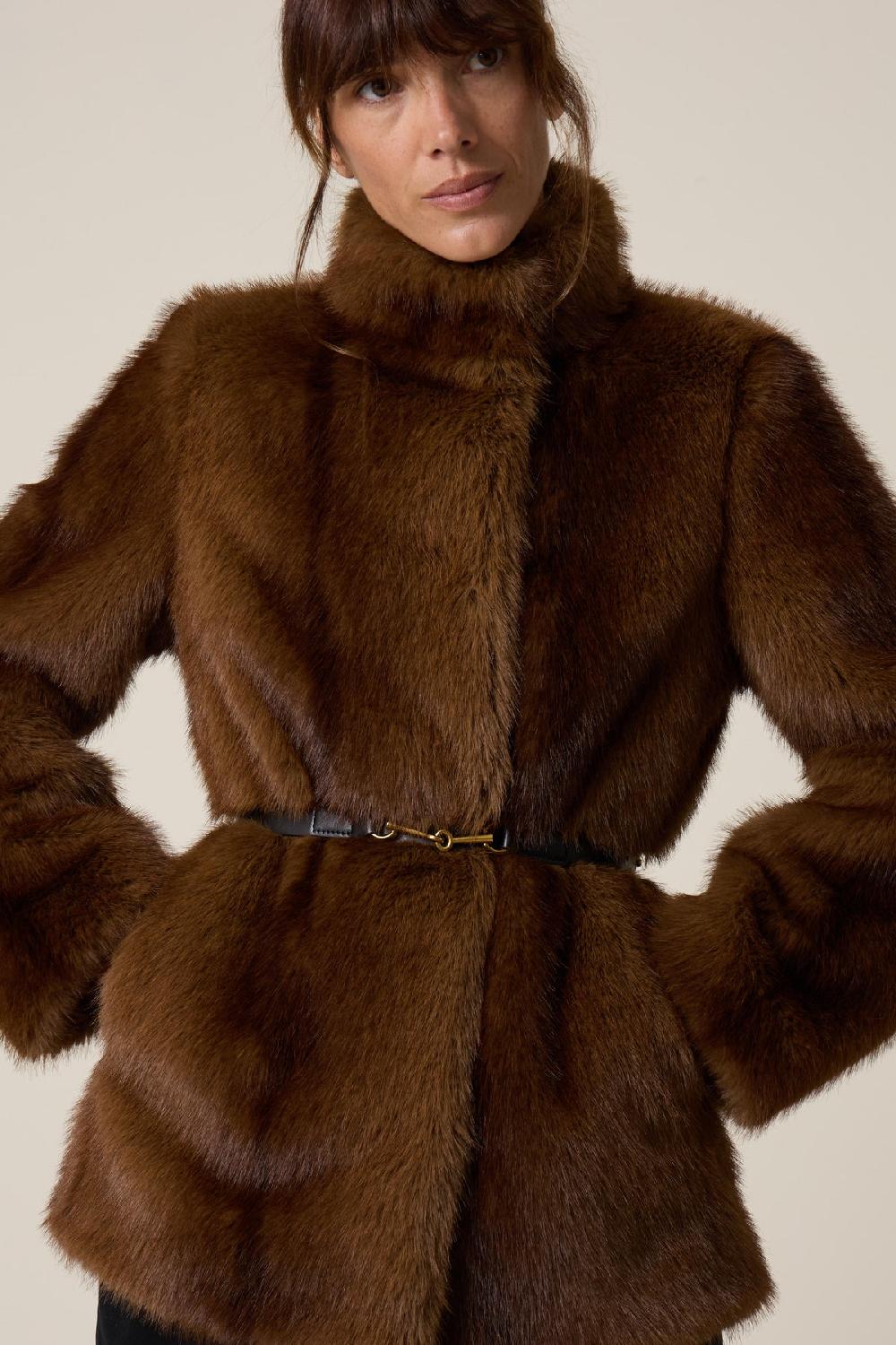 leon & harper Manteau Chantal PLN Brown