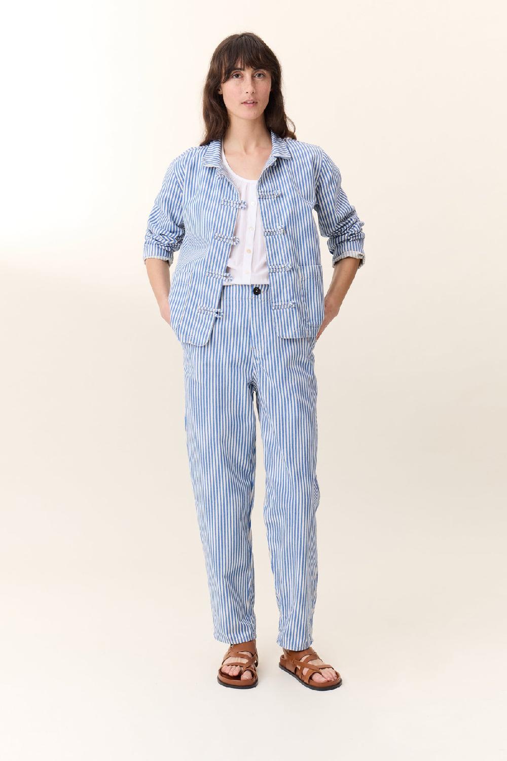 leon & harper Pantalon Armina Stripe Navy