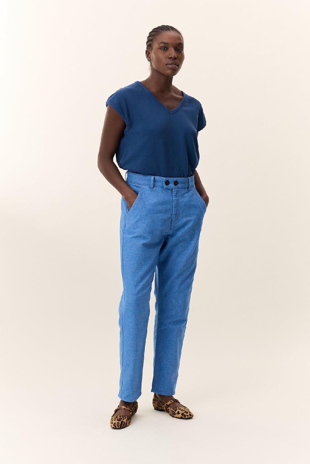 leon & harper Pantalon Edgar Plain Blue