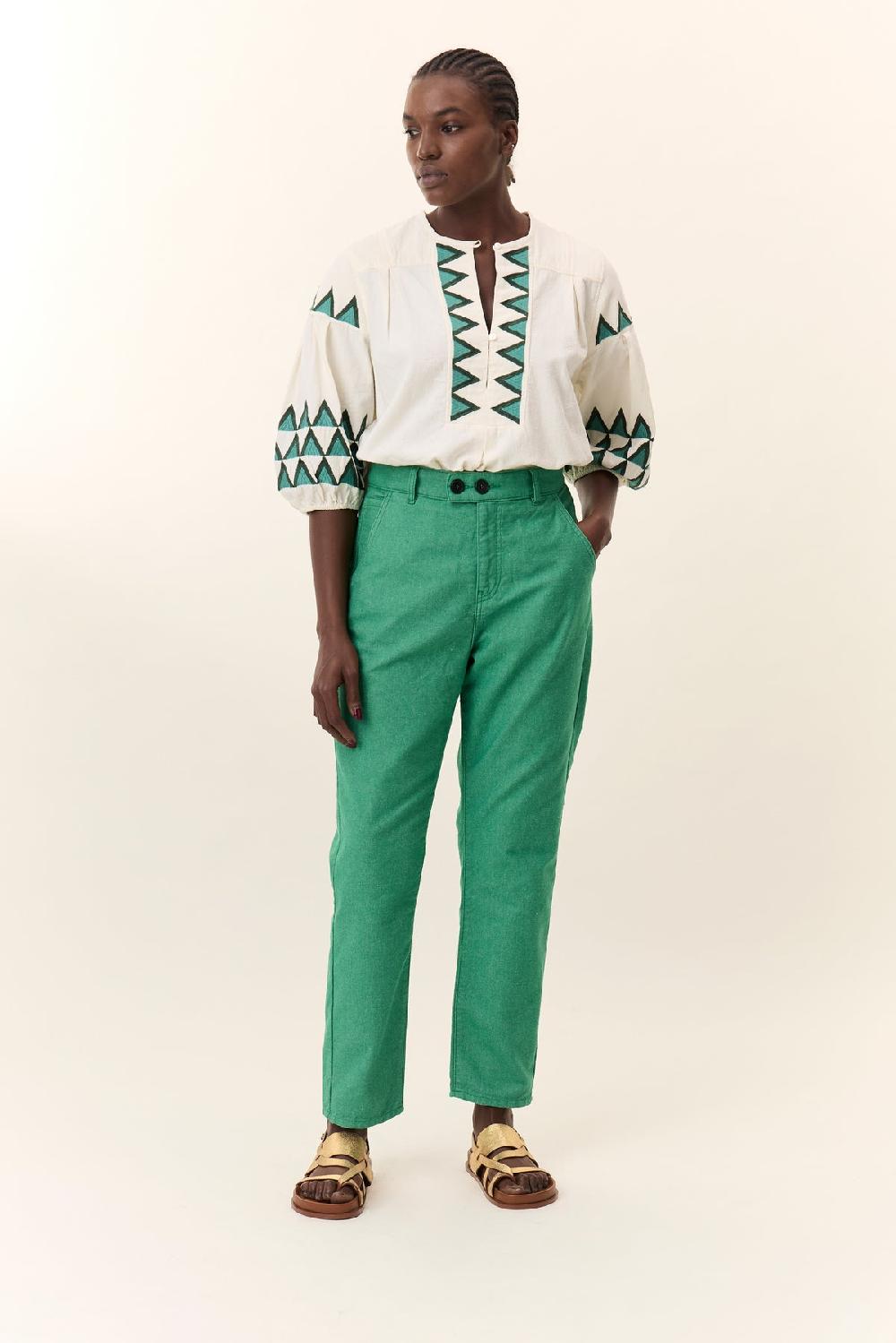 Leon & Harper Pantalon Edgar Plain Green