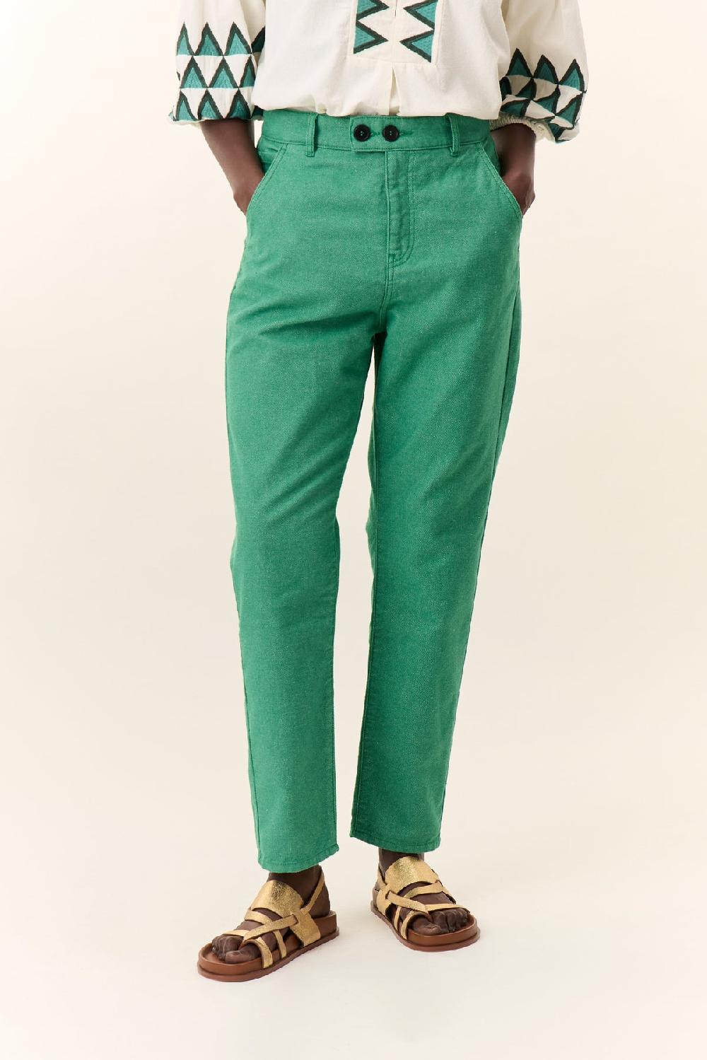 leon & harper Pantalon Edgar Plain Green