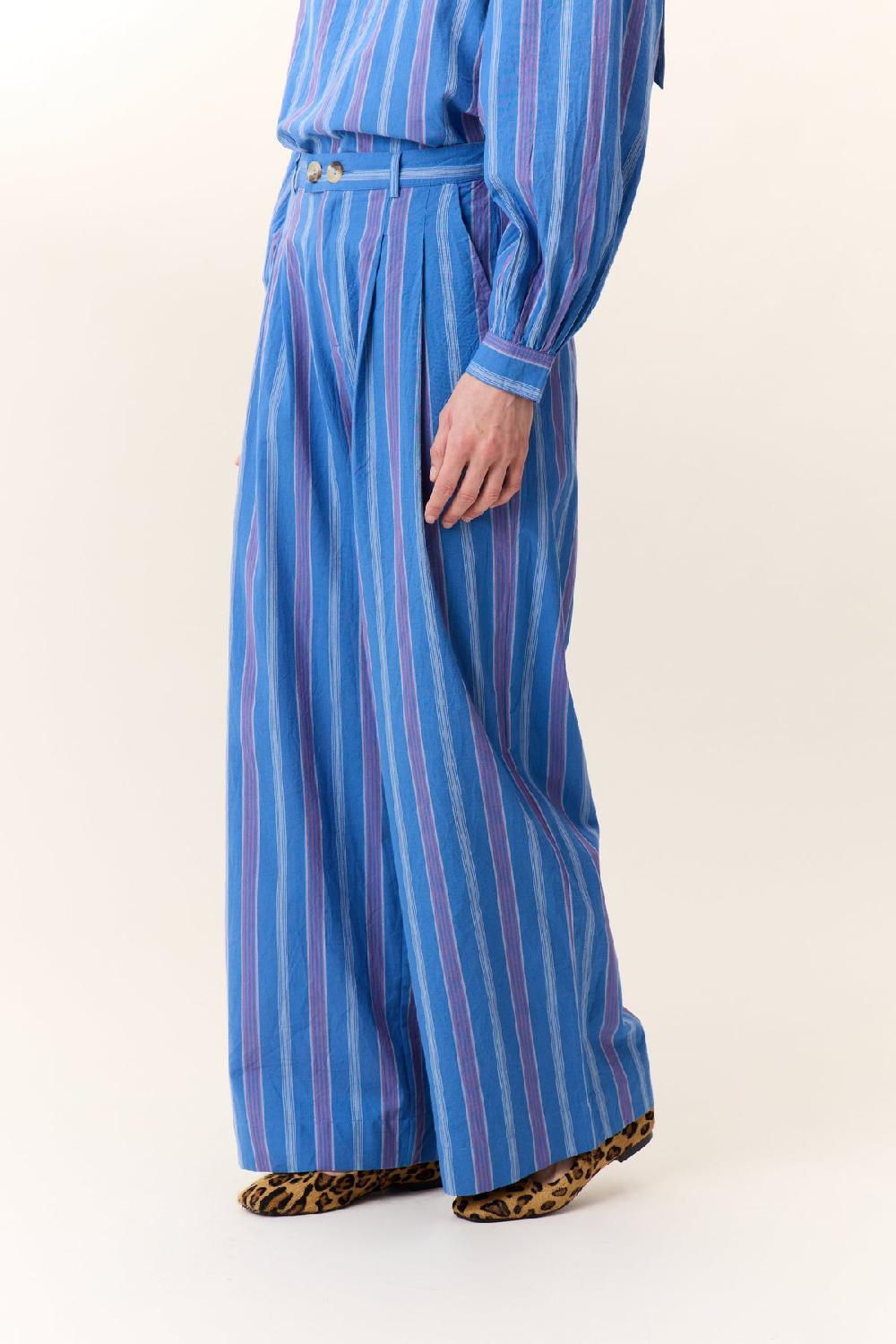 Leon & Harper Pantalon Pamy Strp Blue