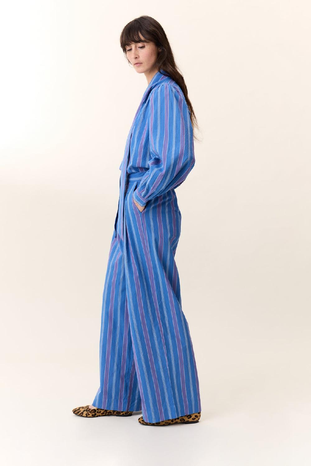 leon & harper Pantalon Pamy Strp Blue