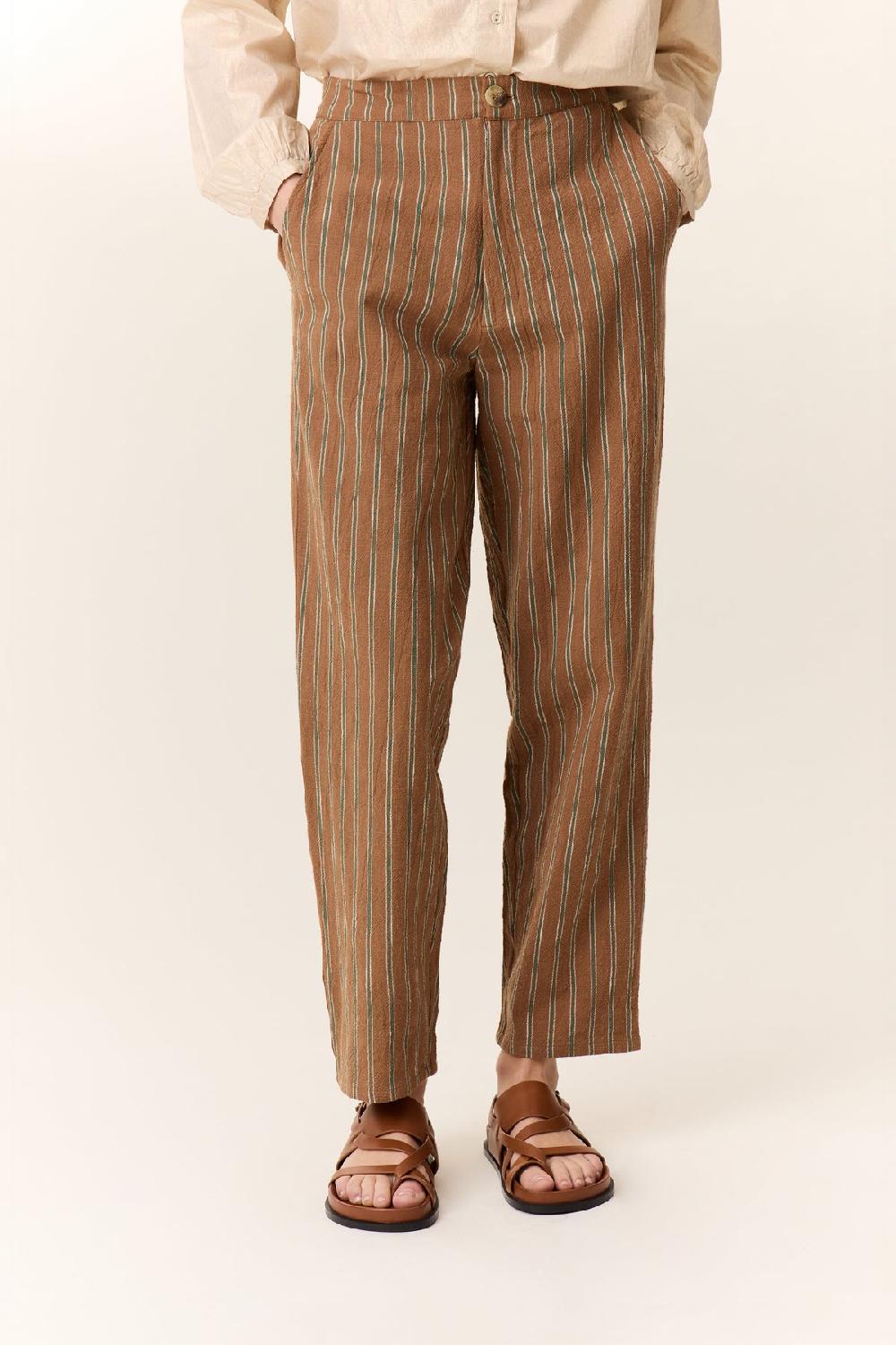 Leon & Harper Pantalon Parsa Strp Brown