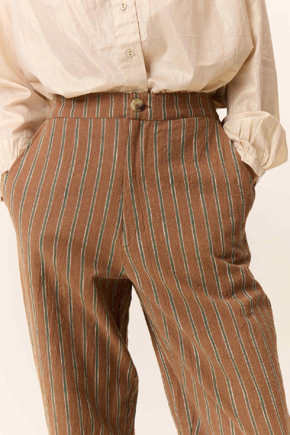 Leon & Harper Pantalon Parsa Strp Brown