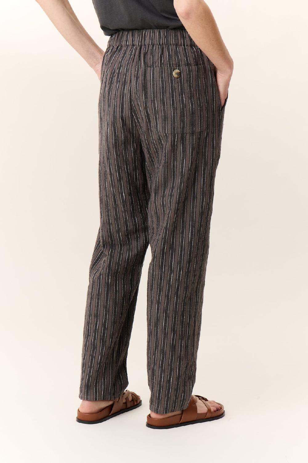 Leon & Harper Pantalon Parsa Strp Carbone