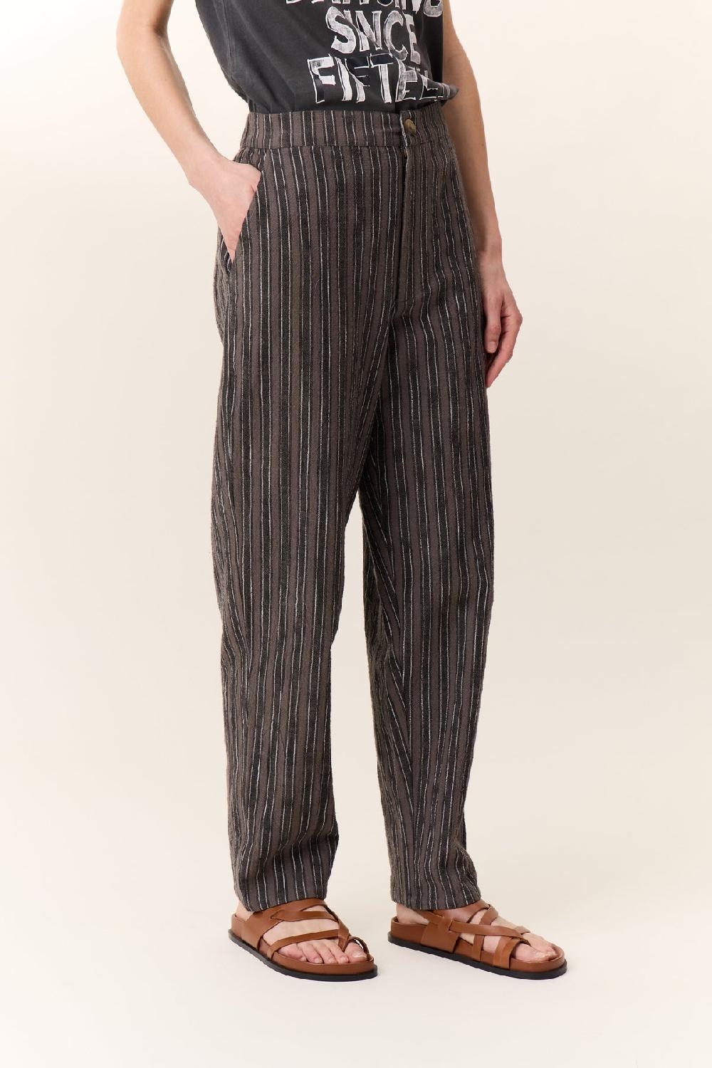 leon & harper Pantalon Parsa Strp Carbone