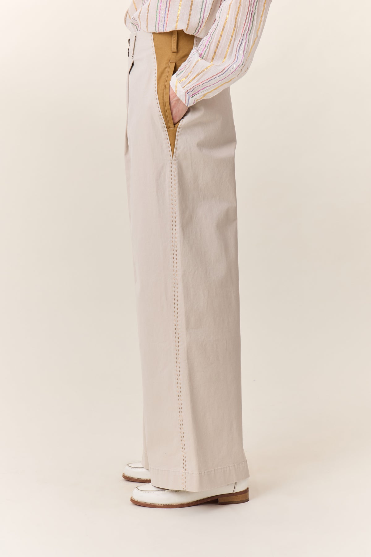 Leon & Harper Pantalon Pippa Plain Ecru