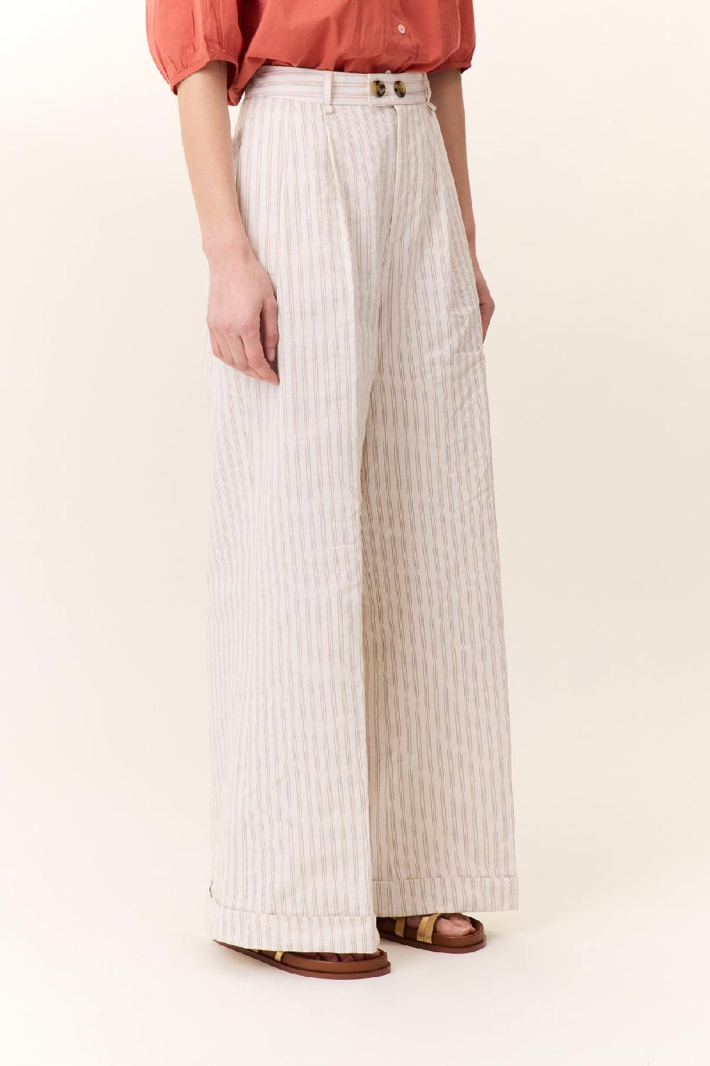 Leon & Harper Pantalon Popsi Strp Off White