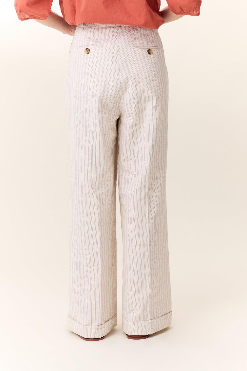 Leon & Harper Pantalon Popsi Strp Off White