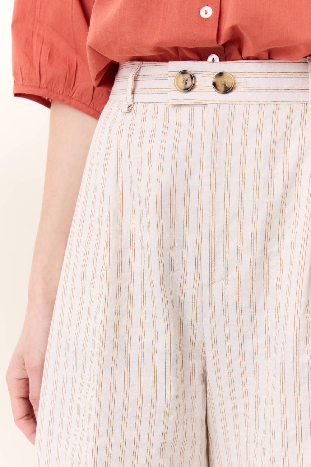 Leon & Harper Pantalon Popsi Strp Off White