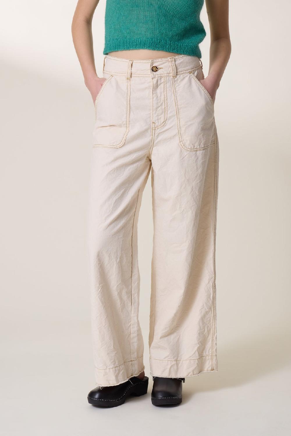 Leon & Harper Pantalon Prag Plain Ecru