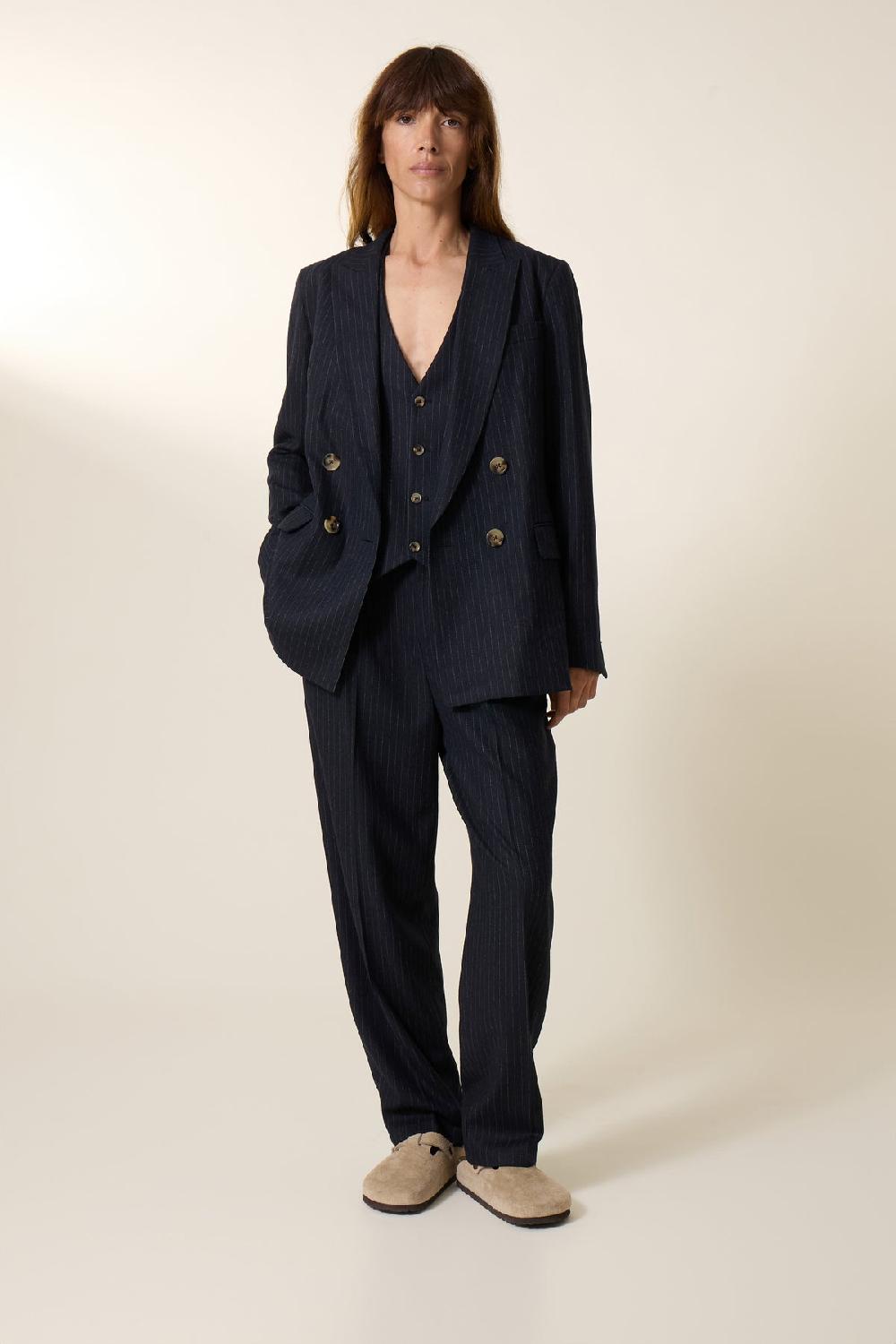 leon & harper Pantalon Pummy Stripe Blackstripe