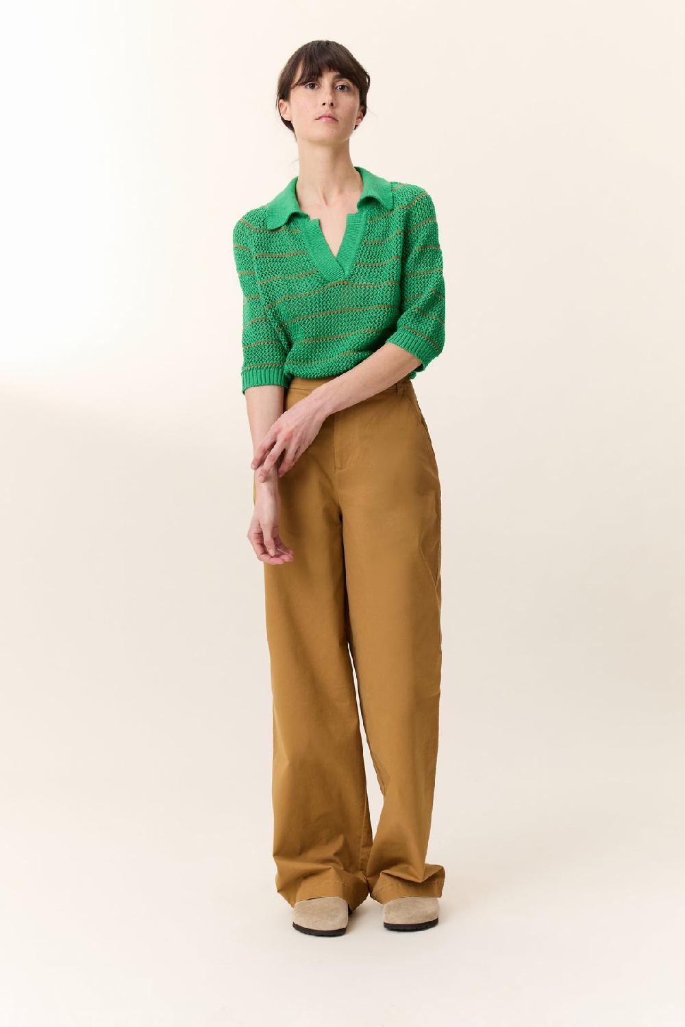 leon & harper Polo Make Strp Green