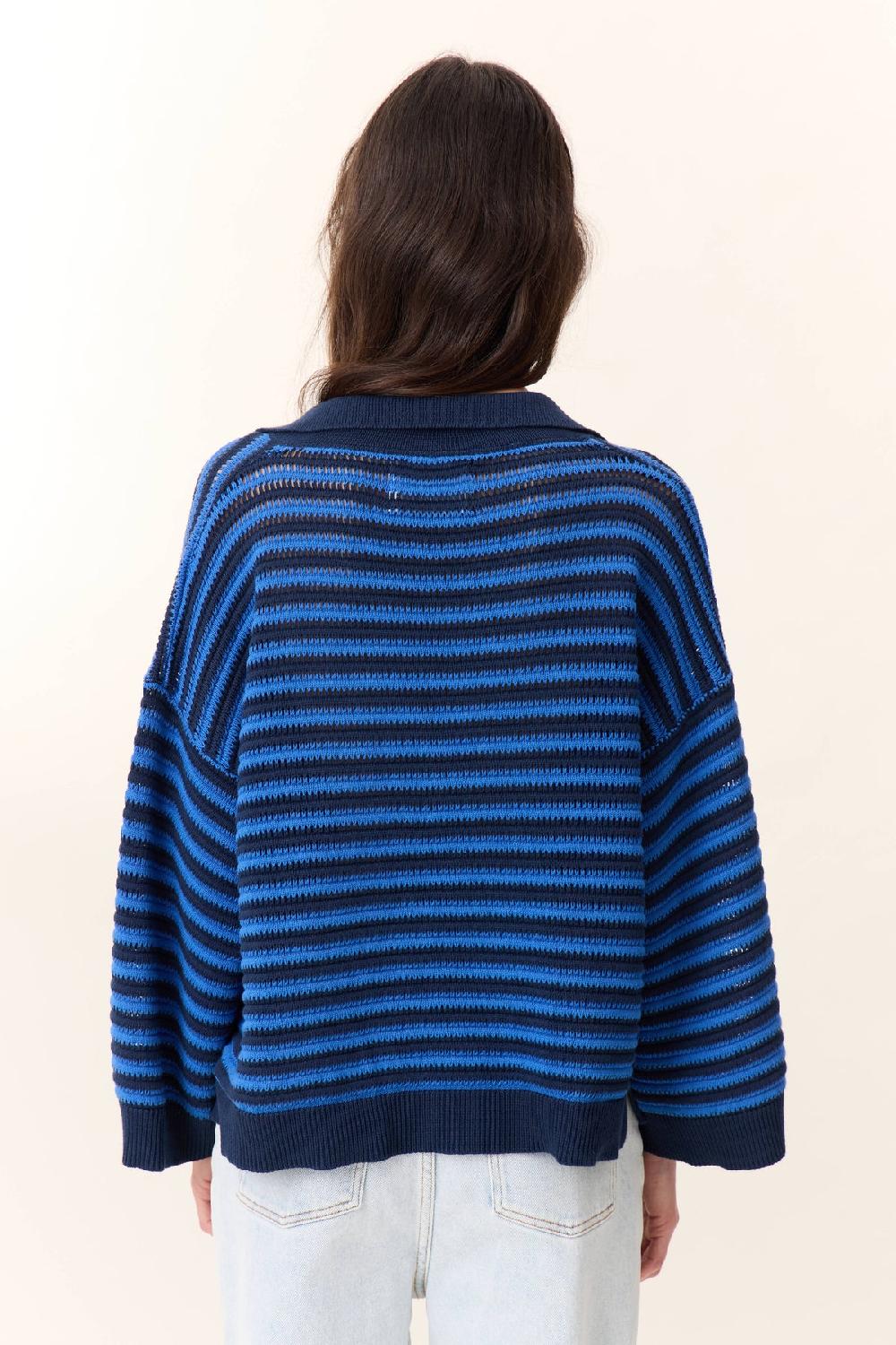 Leon & Harper Polo Moonia Strp Navy