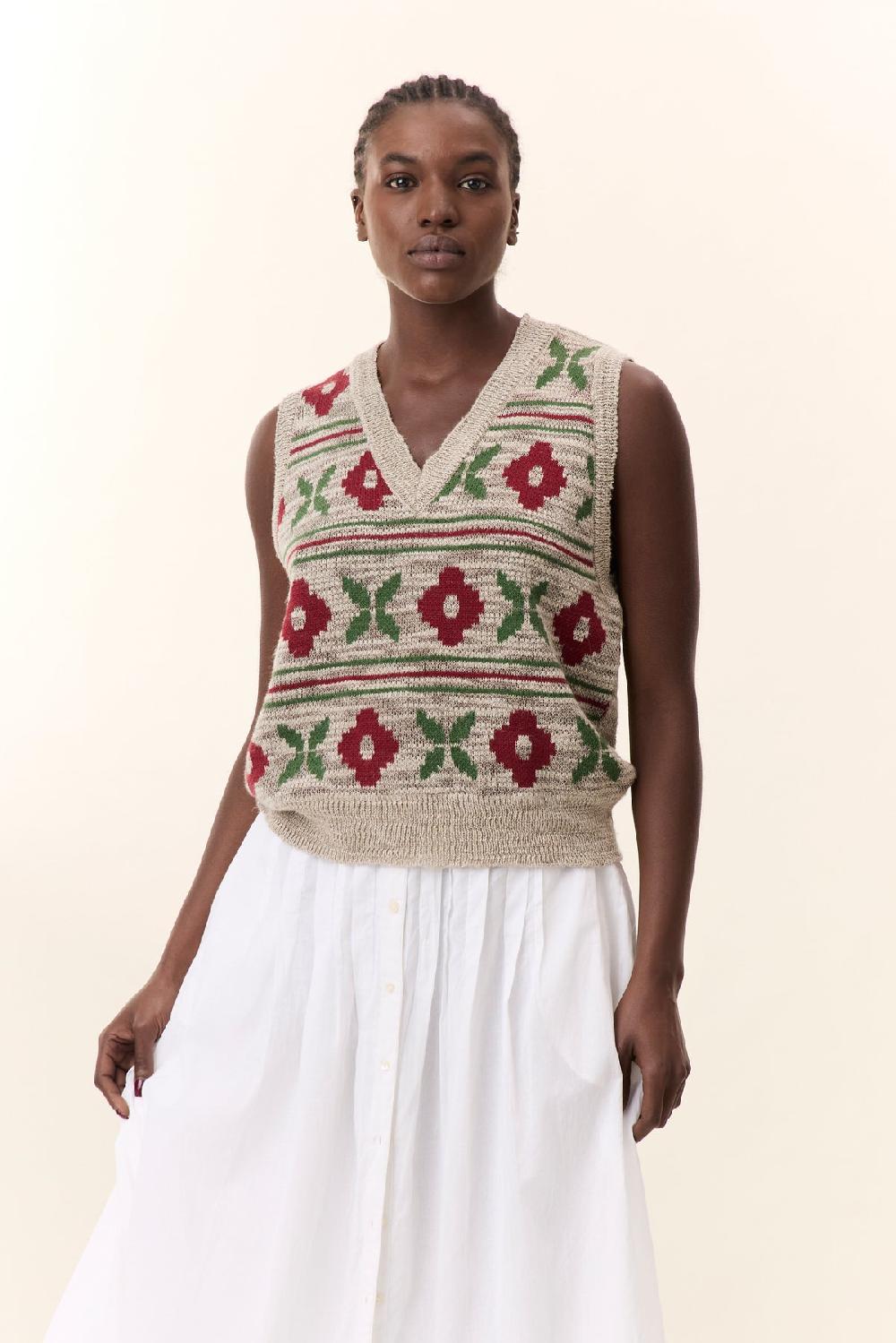 Leon & Harper Pull Mundo Flower Beige