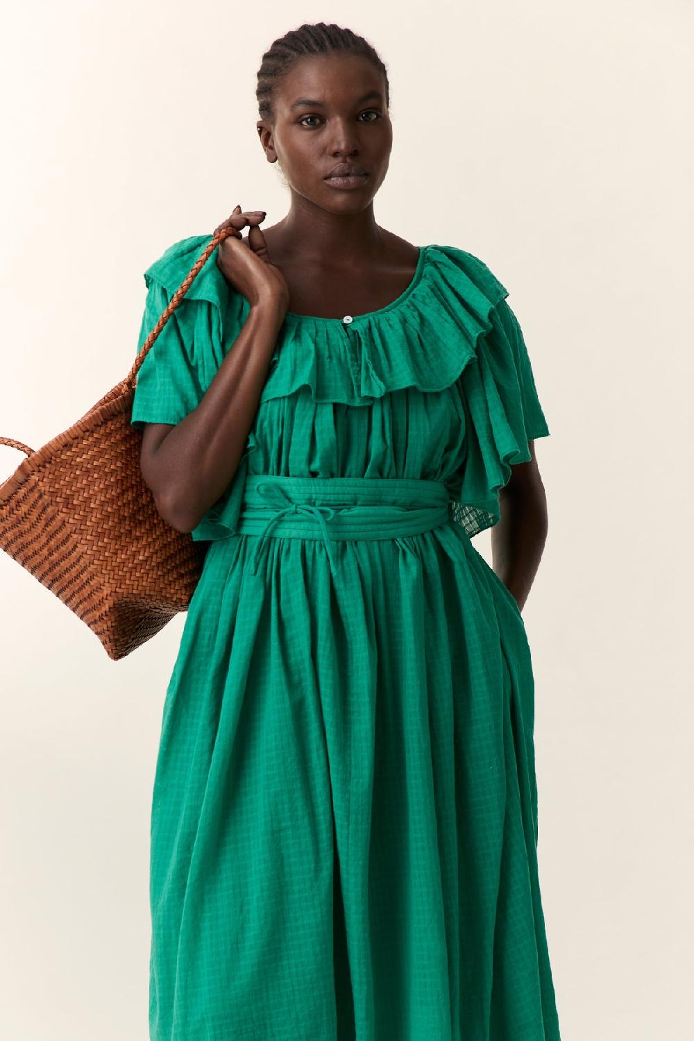 leon & Harper Robe Raeya Plain Green