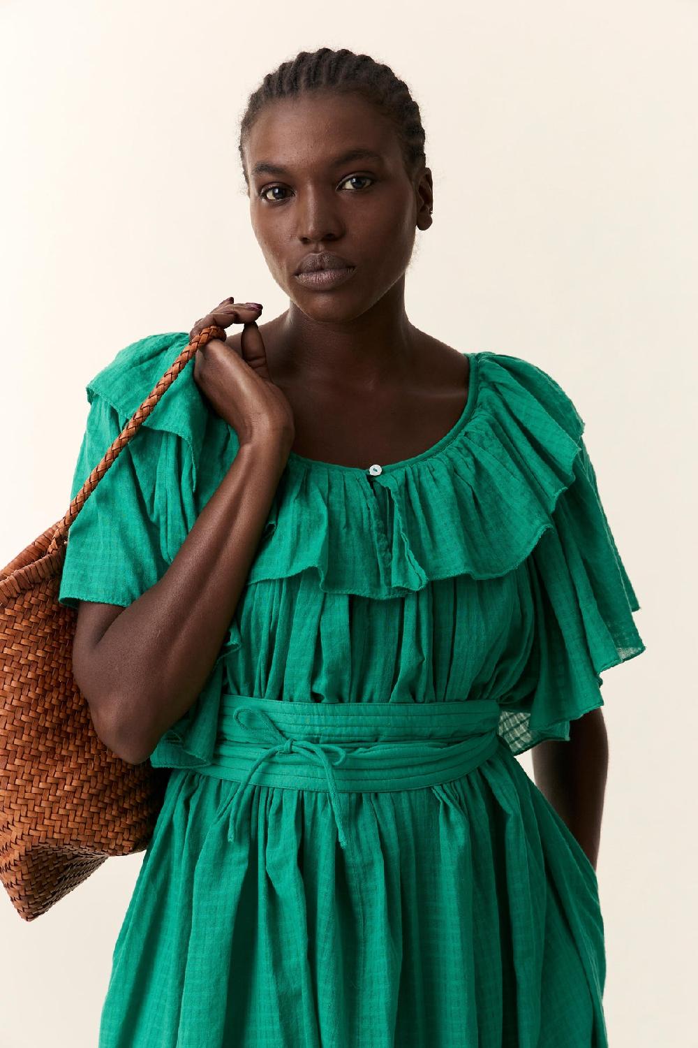 leon & Harper Robe Raeya Plain Green