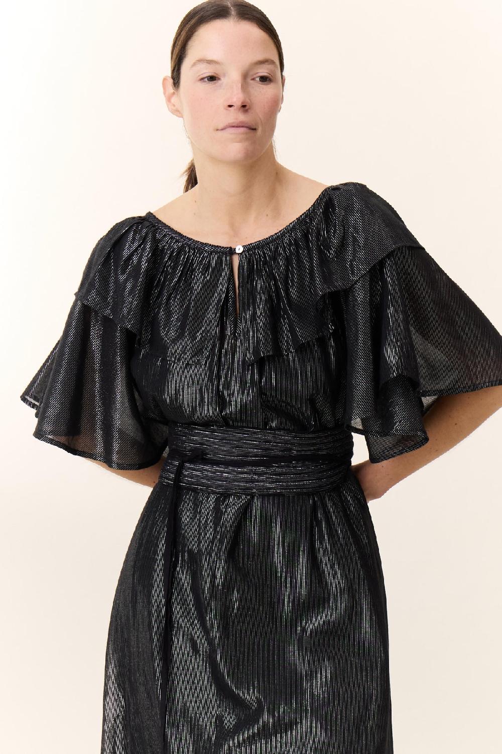 Leon & Harper Robe Raeya Strp Black