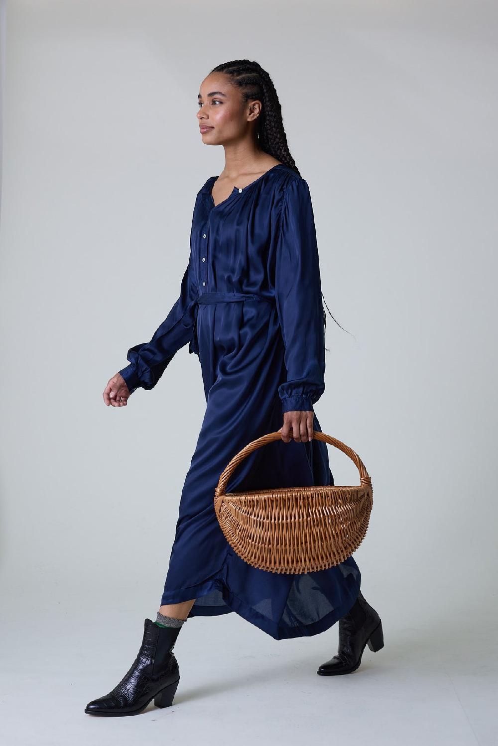 leon & harper Robe Raimy Plain Black Iris
