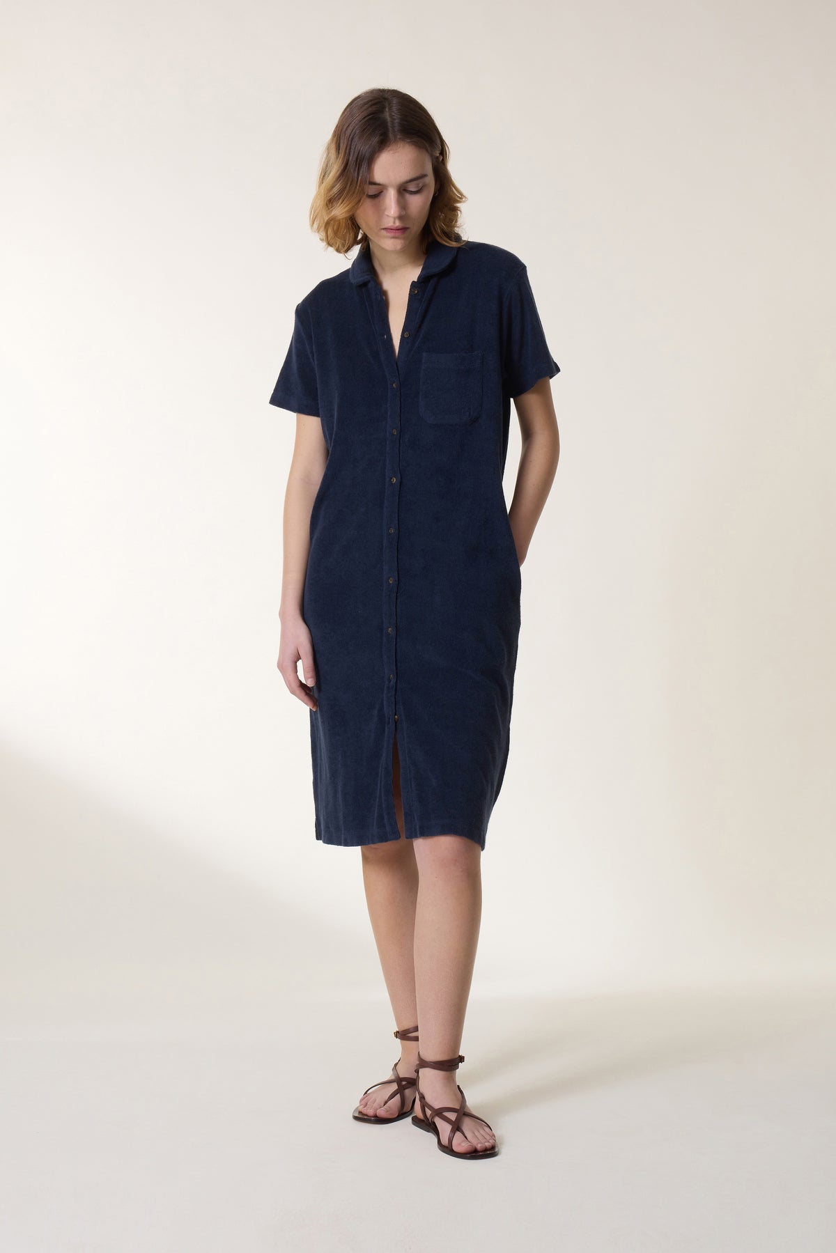 Leon & Harper Robe Raquel Plain Carbone