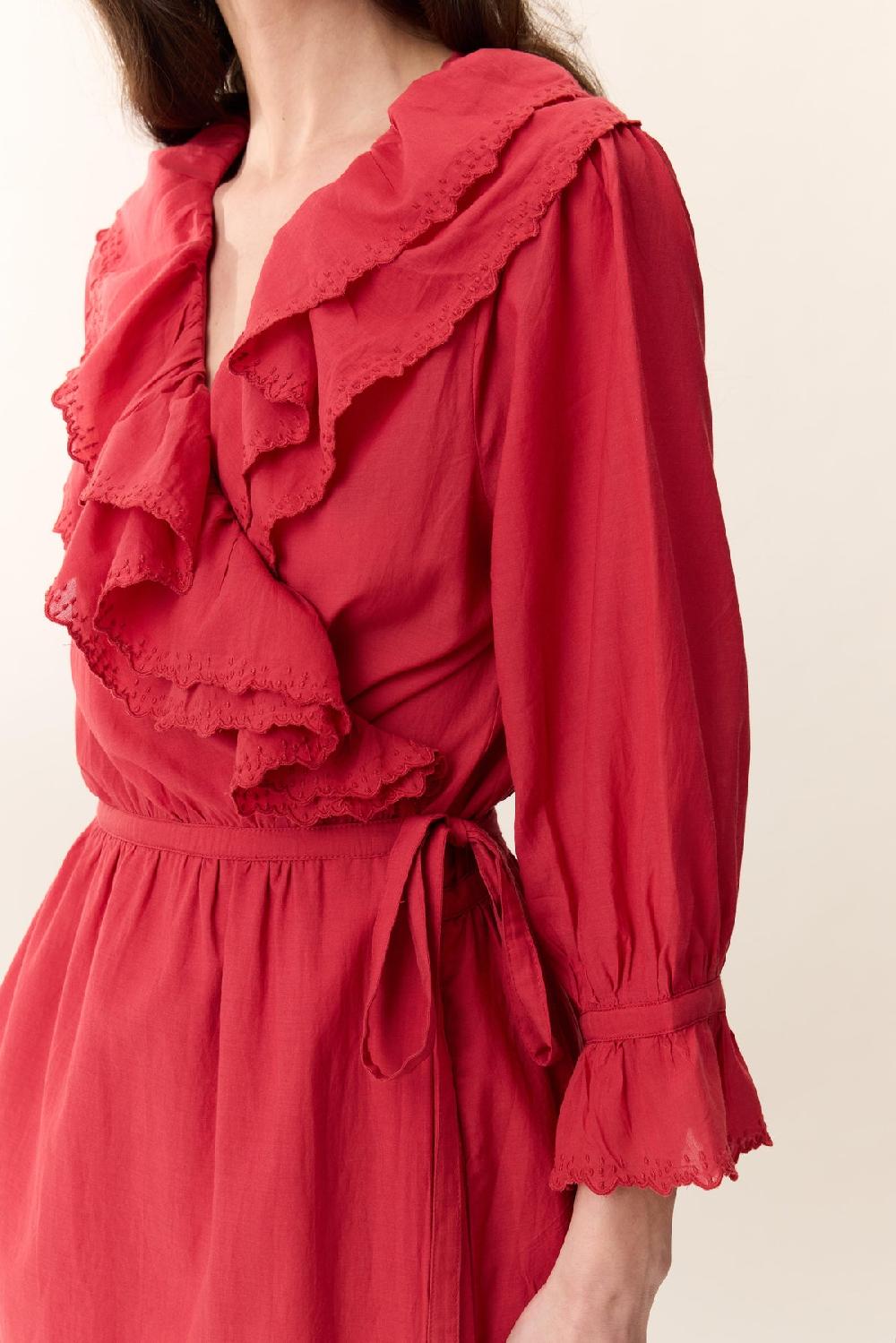 Leon & Harper Robe Reem Plain Red