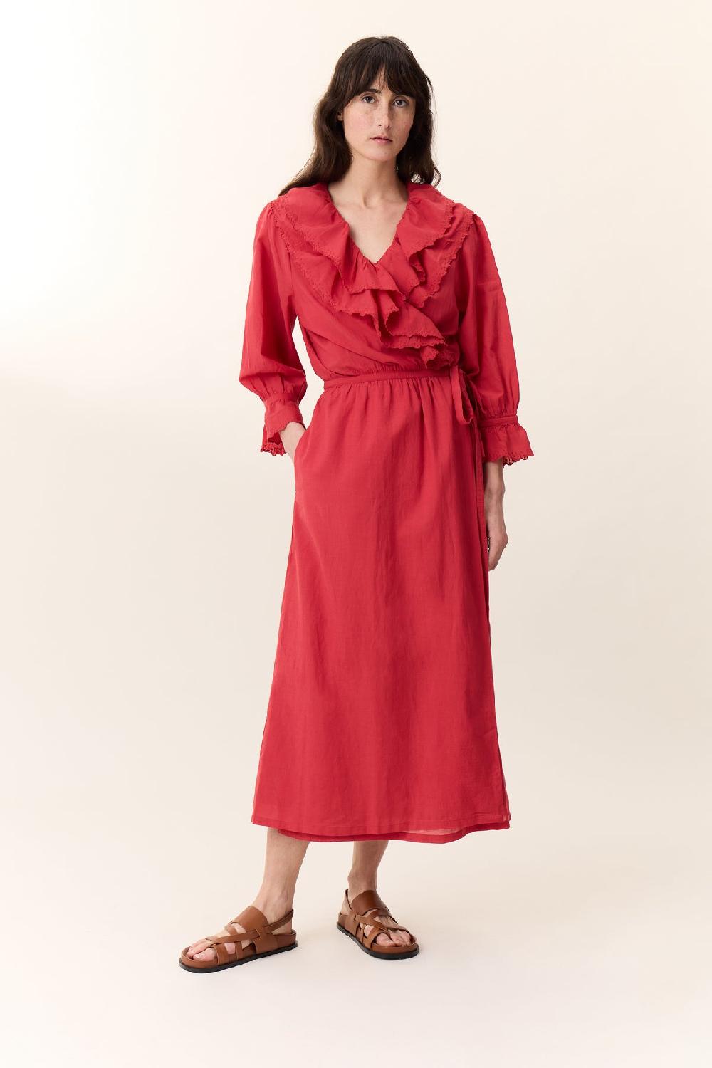 leon & harper Robe Reem Plain Red