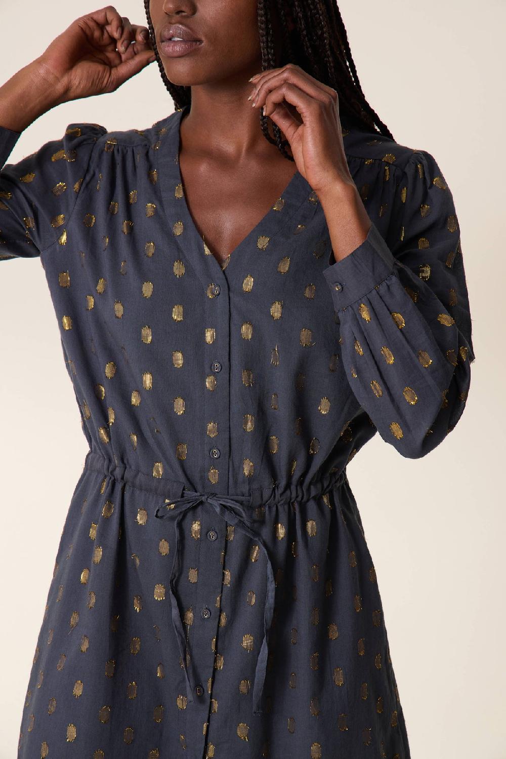 Leon & Harper Robe Remedy Dots Carbone
