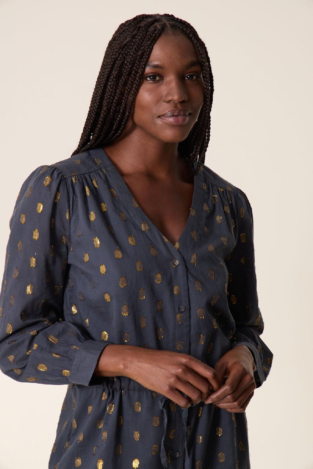 Leon & Harper Robe Remedy Dots Carbone