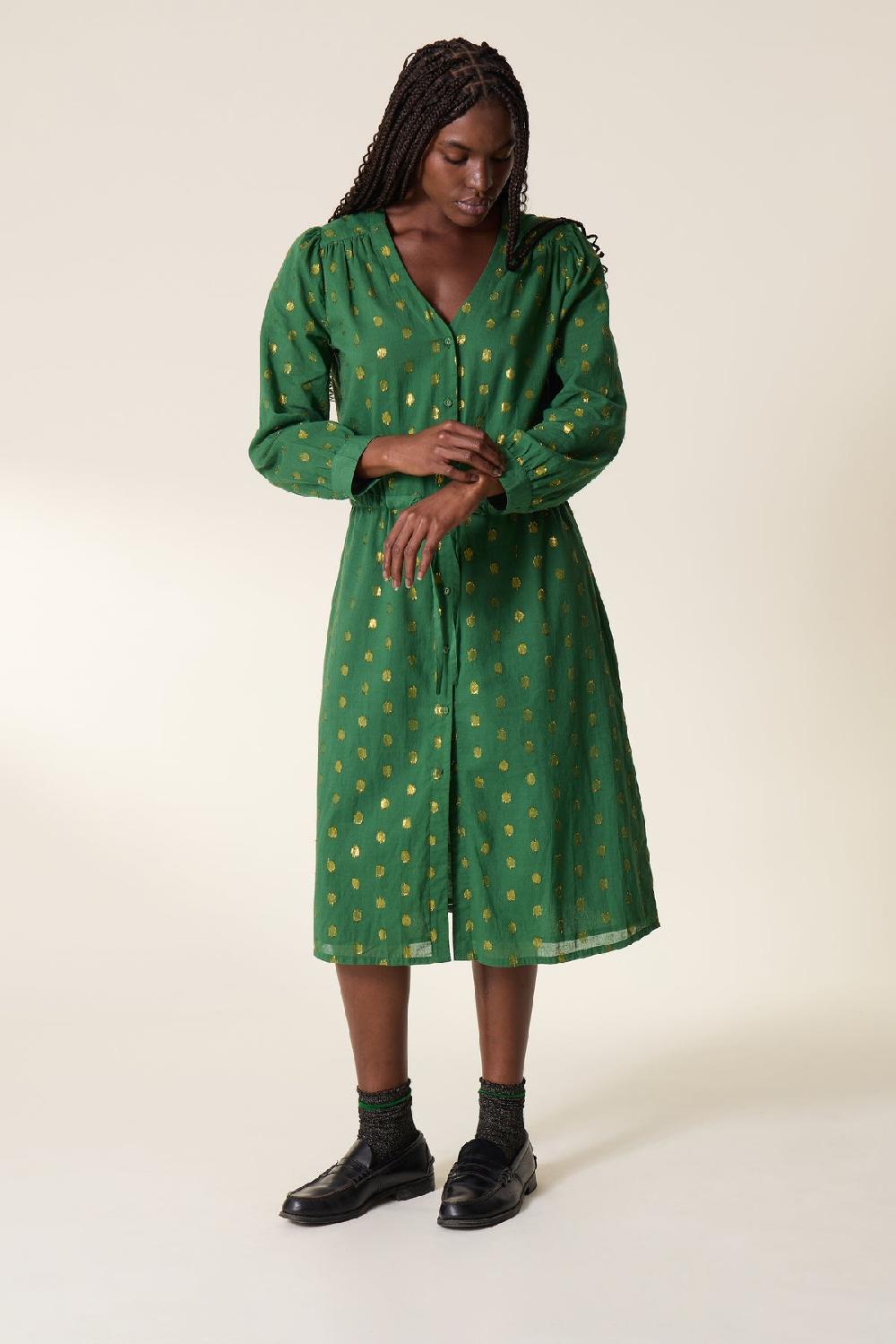 leon & harper Robe Remedy Dots Green