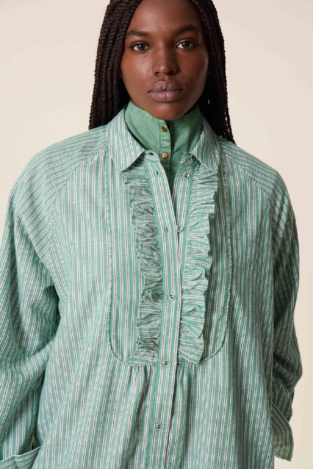 Leon & Harper Robe Renna Stripe Green