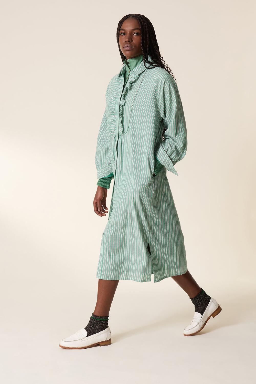 Leon & Harper Robe Renna Stripe Green